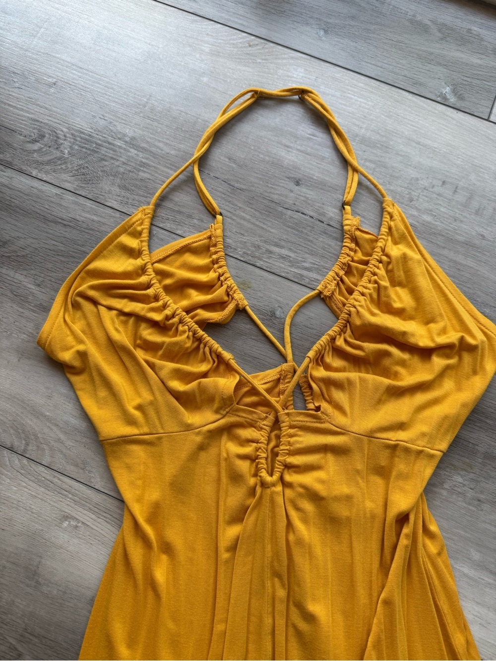 Anthropologie Mustard Halter Maxi Dress